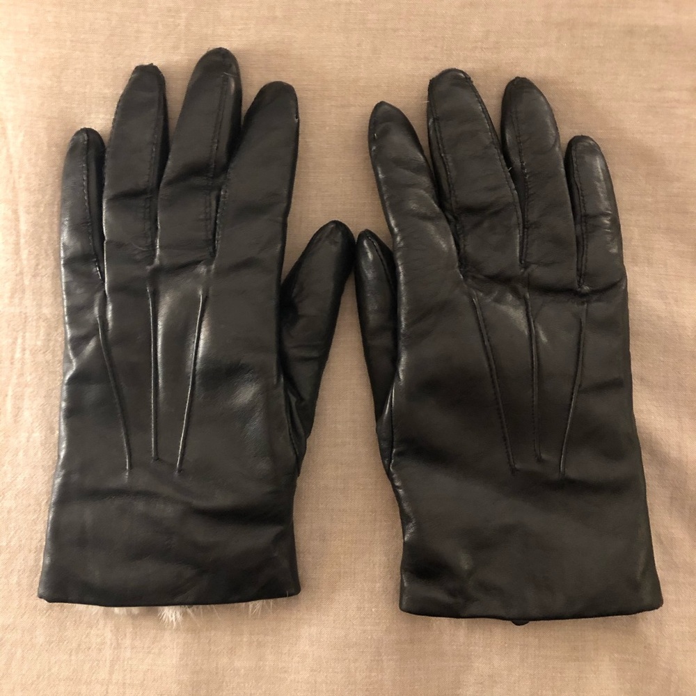 Rabbit Fur Lined Leather Gloves